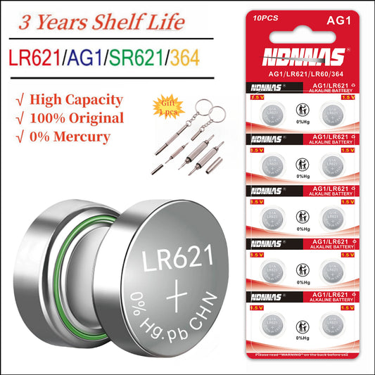 10-100PCS AG1 SR621SW batteria per orologio batterie a bottone da 1.55V ad alta capacità a lunga durata e a prova di perdite per orologio