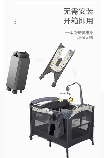 Culla per neonati 3 in 1, lettino da affiancare al letto, box portatile da viaggio con fasciatoio e giocattoli