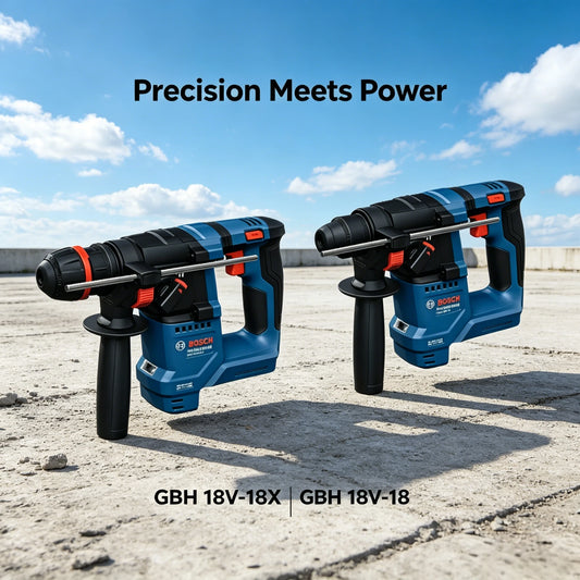Trapani Bosch GBH 18V-18 / GBH18V-18X, pronti per l'uso in cantiere, con impugnatura ausiliaria ergonomica per un utilizzo controllato e senza fatica