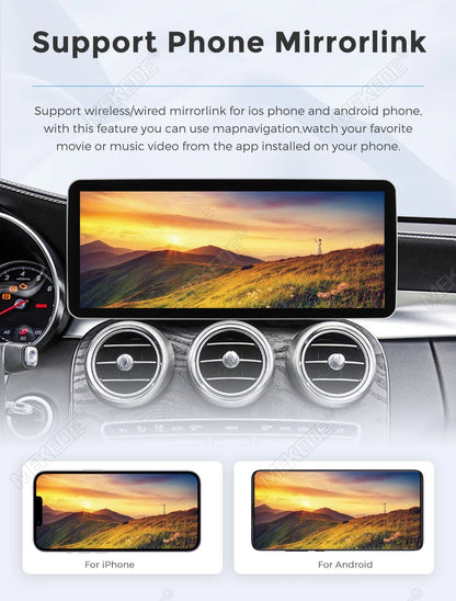 Mekede, schermo da 12,3 pollici, risoluzione 2K, sistema di navigazione GPS con CarPlay e Android Auto, autoradio multimediale con sistema operativo Linux per Mercedes Benz C W205, GLC X253, Classe V W447, lettore video 4K.