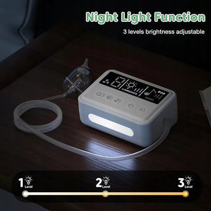 Aspiratore Nasale Elettrico per Neonati di Alta Qualità, Comodo Aspiratore per Muco con 3 Ugelli, Silenzioso, Display LCD e Musica Integrata