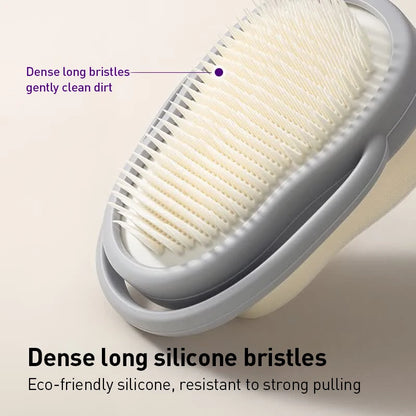 Philips Avent Spazzola per il lavaggio e il massaggio del bambino, doppia funzione, colore grigio nebbia, spazzola da bagno in morbido silicone per bambini da 0 a 12 anni