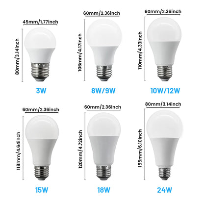 Confezione da 6/8/10 Lampadine LED E27 AC 220V 230V, 90LM/W CRI90 3W-24W, Illuminazione Bianca Calda/Fredda 3000K/4000K/6000K per Uso Domestico