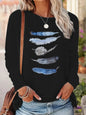 T-shirt da donna in 100% cotone, modello slim, a maniche lunghe, top bianco sottile, maglietta da donna