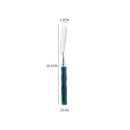 Nuovi posate in resina stile bambù 18/10 in acciaio inossidabile 304 posate classiche set di stoviglie argento blu verde crema trasporto di goccia