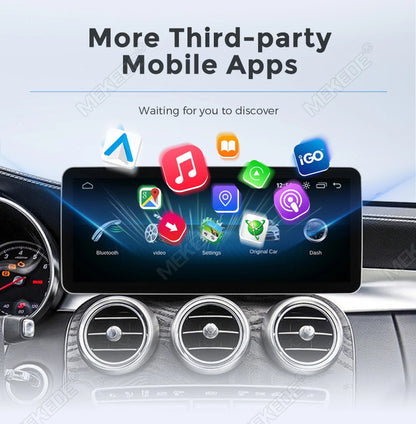Mekede, schermo da 12,3 pollici, risoluzione 2K, sistema di navigazione GPS con CarPlay e Android Auto, autoradio multimediale con sistema operativo Linux per Mercedes Benz C W205, GLC X253, Classe V W447, lettore video 4K.