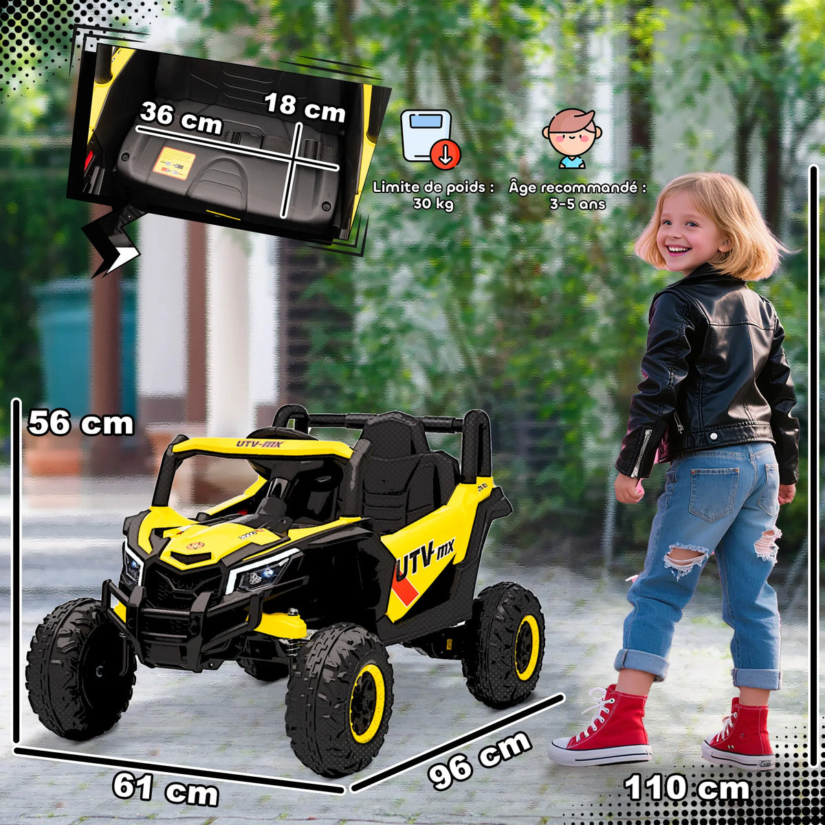 Auto Elettrica 12V per Bambini, Buggy Elettrico con Telecomando 2,4G, Sistema di Avvio Graduale