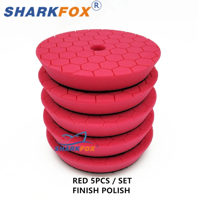Sharkfox Disco Lucidante per Auto 5/6 Pollici, Tamponi Lucidanti Autoadesivi, Tampone Lucidante in Schiuma Tedesca per Lucidatura e Ceratura per DA/RO