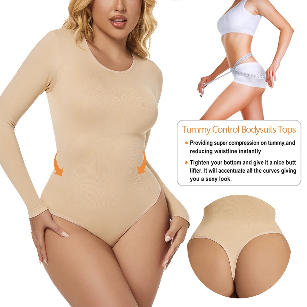 Body a maniche lunghe Perizoma Shapewear Donna New Slim Tummy Control Intimo Pancia Sottoseno Corsetto Abbigliamento femminile Autunno