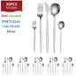 Set di posate dorate da 30 pezzi in acciaio inossidabile, coltelli, forchette, cucchiai, set di stoviglie per banchetti, ristoranti e ospiti