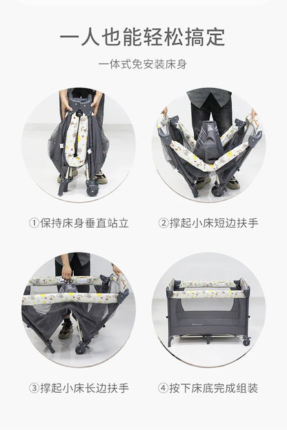 Culla per neonati 3 in 1, lettino da affiancare al letto, box portatile da viaggio con fasciatoio e giocattoli