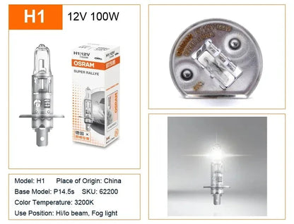 OSRAM CLASSIC H1 H4 H3 H7 Super Rally 12V 100W 80W faro alogeno per auto High Watt lampade autentiche 3200K più luminose (10 pezzi)