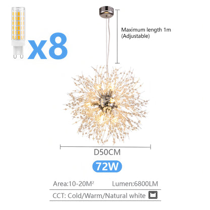 Lampadario di Lusso IRALAN a Soffitto, Lampada a Sospensione in Cristallo a Forma di Soffione, Luce a 3 Colori, Lampade a LED per Tavolo da Pranzo e Soggiorno