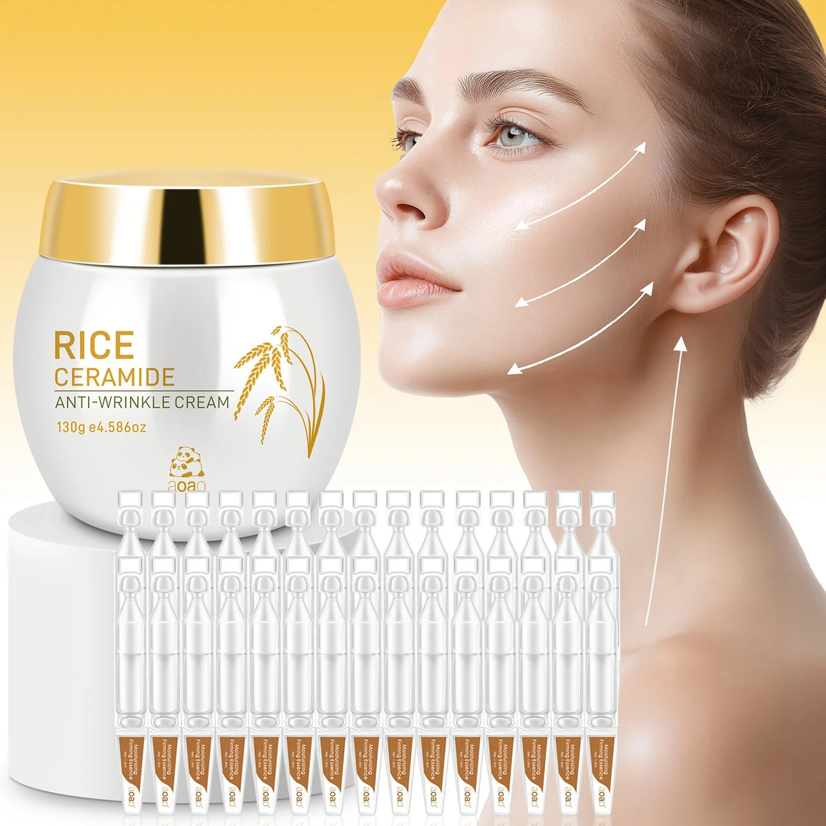 Set di 31 pezzi per la cura del viso anti-rughe a base di riso con ceramidi e collagene, crema e siero anti-rughe per un'idratazione profonda, rassodante e levigante, trattamento anti-età/anti-rughe che rende la pelle più g