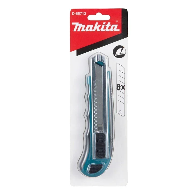 Coltello multiuso Makita con lame a scatto, caricamento facile, lame extra retrattili, impugnatura comoda in gomma, strumento manuale combinato completo