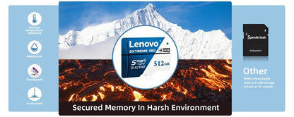 Scheda Micro SD Lenovo 1TB 512GB, scheda SD ad alta velocità 256GB 128GB, scheda TF UHS‑I, scheda di memoria impermeabile per dash cam, telecamere di videosorveglianza, Nintendo Switch.