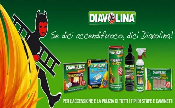 Diavolina, accendifuoco ecologico, confezione da 100 pezzi, accensione istantanea naturale, pratico e sicuro per camini, stufe, legna da ardere e barbecue.