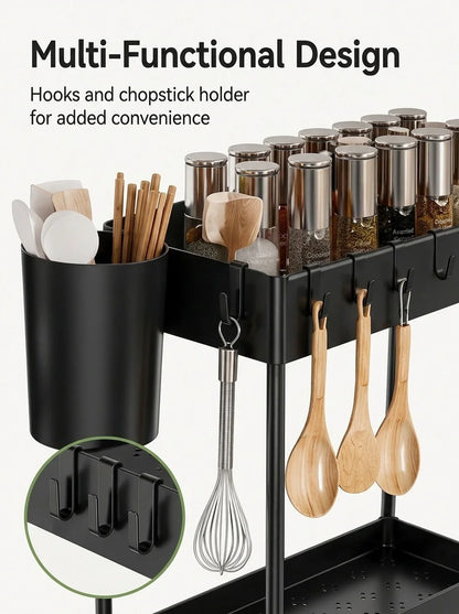 Organizzatore a più livelli estraibile per bottiglie di spezie in cucina, scaffale multifunzionale per l'organizzazione del disordine sotto il lavello del bagno