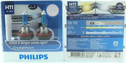 Philips H4 H7 H11 HB3 HB4 H8 H1 H3 9005 Crystal Vision Faro alogeno per auto 4300K Bianco brillante 5000K Diamond Vision Lampade automatiche