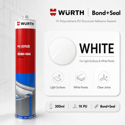 Adesivo Strutturale Poliuretanico PU Originale Wurth Bond+Seal 1K Bianco Grigio Nero per Auto Metallo Legno Calcestruzzo