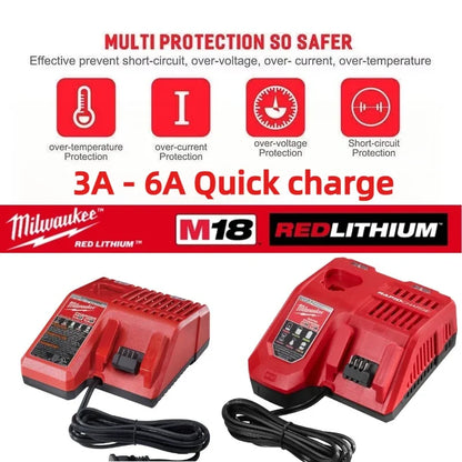 Caricabatterie multi-tensione Milwaukee M12-18FC, compatibile con M12 M18 48-11-1880, 48-11-2460, 48-59-1803, batteria Milwaukee a ricarica rapida