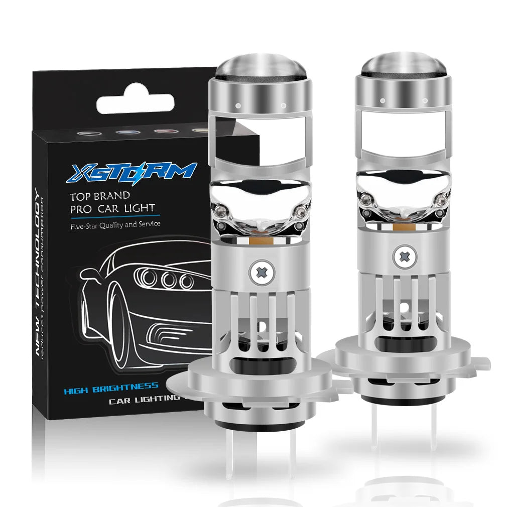 XSTORM H7 Lente per proiettore a LED 100W 30000LM doppia lente H7 Faro Canbus Auto H4 Lampadine a LED Turbo Lampada Luci per moto ﻿