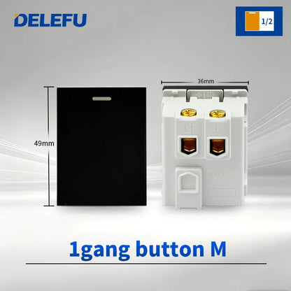 DELEFU Modulo Presa Combinabile Tipo-C Brasile - Uso Domestico - Nero - Assemblaggio Fai-da-te - Presa con Interruttore per Ricarica Rapida USB Tipo-C