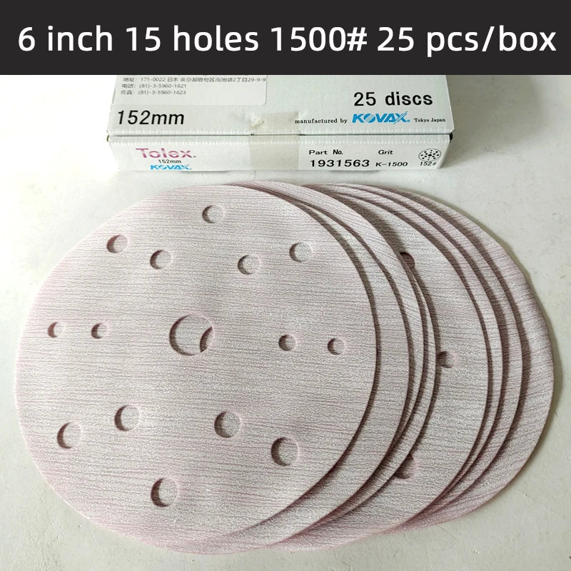 25 pezzi KOVAX carta morbida opaca da 6 pollici autoadesiva floccata carta vetrata rotonda 150mm vernice per auto superficie bellezza lucidatura