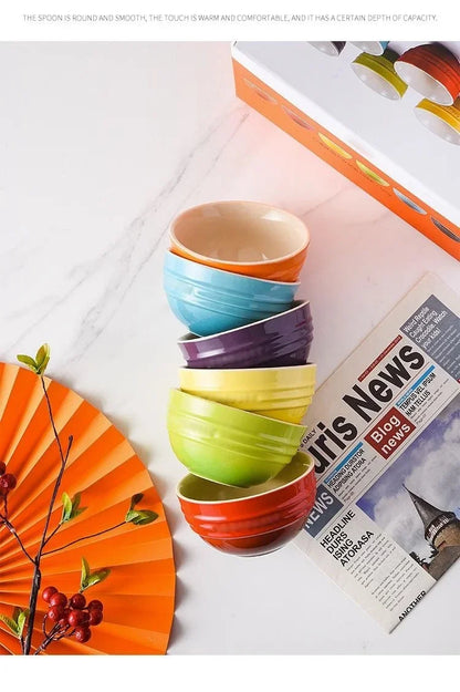 Set di ciotole per dessert colorate Le Creuset, stoviglie in ceramica, ciotola per riso, ciotola per zuppa, set regalo in confezione regalo, forma rotonda di lusso, per uso adulto