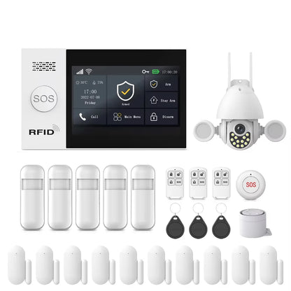 Allarme GSM WiFi compatibile con l'app Tuya Smart Life, rilevatore di intrusioni wireless per casa, garage, ufficio, negozio, protezione con avvisi in tempo reale.