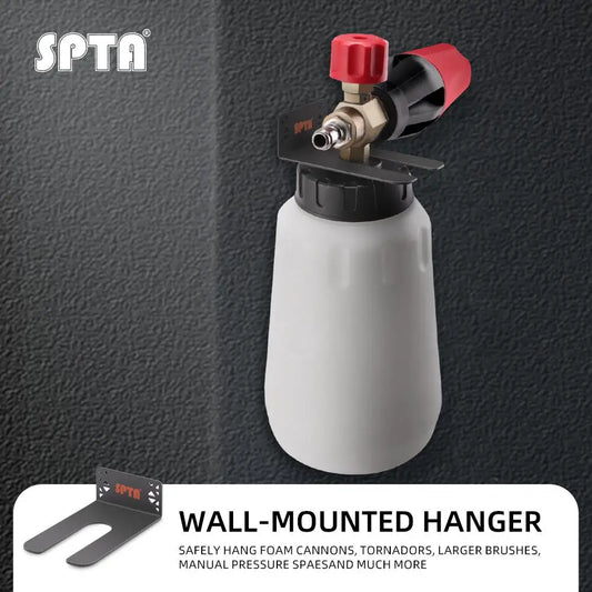SPTA Gancio per montaggio a parete in metallo nero per appendere cannoni in schiuma Snow Master e altre bottiglie