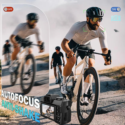 Fotocamera digitale NBD 5K 64MP, 180 ° Fotocamera per Vlogging con Schermo Ribaltabile, Anti-Shake, Zoom 16X, WiFi, Scheda TF da 64GB Inclusa