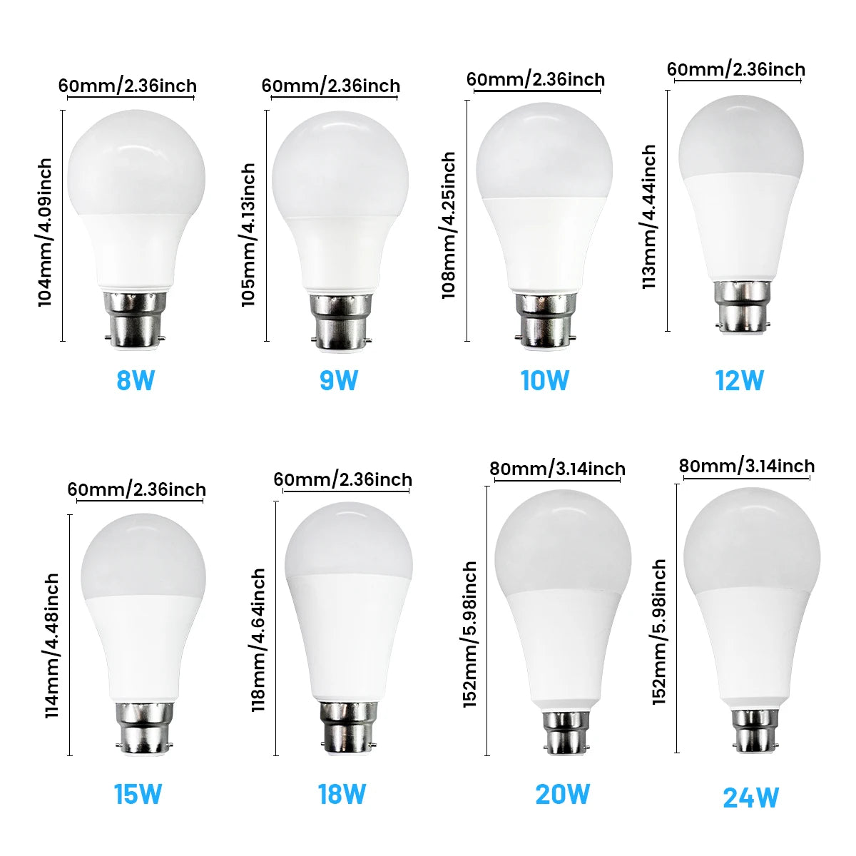 1-12 Pezzi Lampadine LED B22 Senza Sfarfallio AC220V 110V, Base B22, Illuminazione Calda per Arredamento Casa