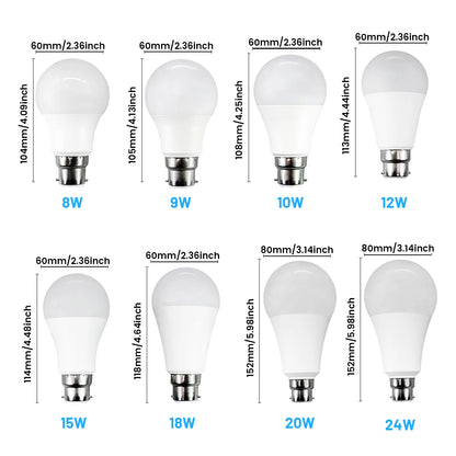 1-12 Pezzi Lampadine LED B22 Senza Sfarfallio AC220V 110V, Base B22, Illuminazione Calda per Arredamento Casa