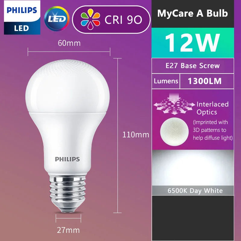 Lampadine LED Philips E27 MyCare A Light 8W 10W 12W 3000K 6500k Lampada EyeComfort bianca 220V-240V Lampadina LED originale per interni, 1x