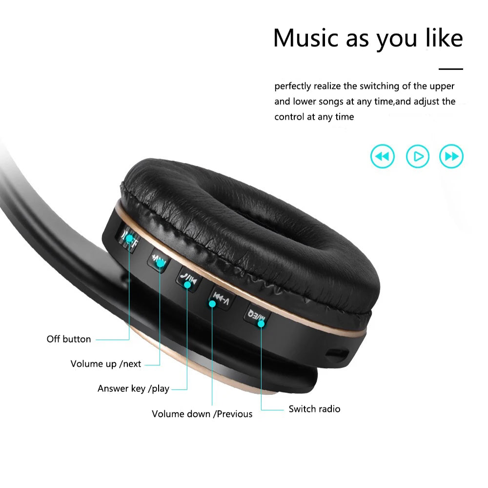 EOENKK T8 Cuffie wireless Bluetooth 5.3 con audio surround stereo, pieghevoli, per sport, a bassa latenza, per gaming, con riduzione del rumore