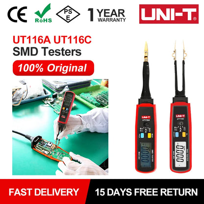 UNI-T UT116A UT116C SMD Tester 36V misuratore di tensione resistenza capacità Zener diodo continuità Tester batteria