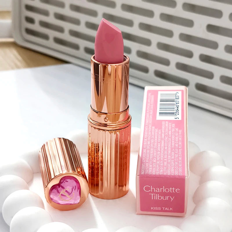 Rossetto in stick Charlotte New Pink Diamond Gold, fard in polvere colorato, lucidalabbra alla frutta, 4 colori, cosmetici portatili Tilbury