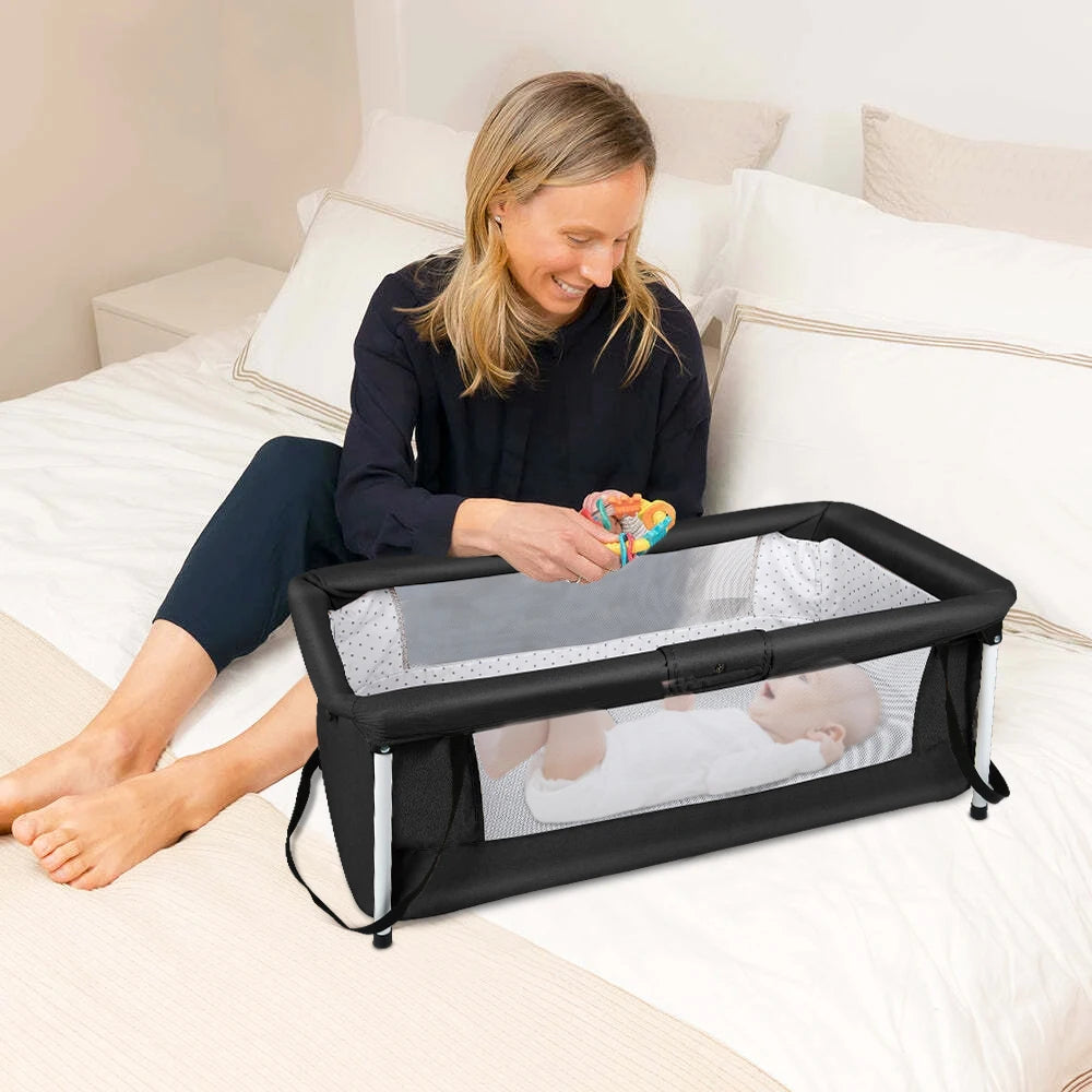 Culla da viaggio pieghevole, ideale per il sonno coniugale, per bambini, portatile, con recinto, adatta a neonati e bambini fino a 35 kg, con lati ventilati, rimovibile e lavabile, resistente all'usura, dimensioni 90*70*50 cm