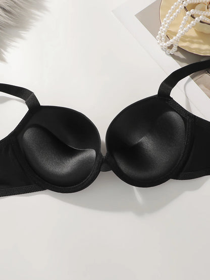 Raccoglie un cuscino sul petto spesso con anello in acciaio, set di biancheria intima da donna non rimovibile, vestibilità comoda Reggiseno quotidiano in tinta unita B2051
