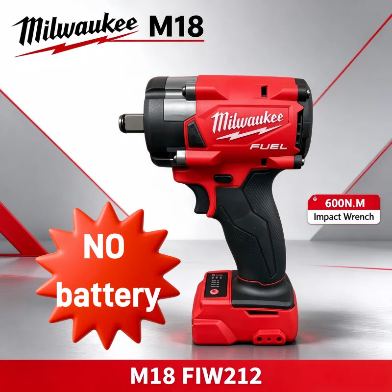 M18 Milwaukee 1/2' FUEL Avvitatore a impulsi brushless senza fili 600N.m 3500RPM con 3 luci LED, chiave dinamometrica compatta, utensile elettrico