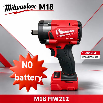 M18 Milwaukee 1/2' FUEL Avvitatore a impulsi brushless senza fili 600N.m 3500RPM con 3 luci LED, chiave dinamometrica compatta, utensile elettrico