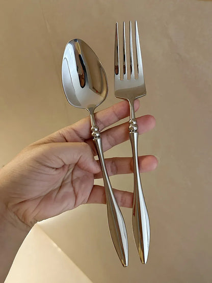 Set di posate per bistecche in acciaio inossidabile 304 di alta qualità, 6 pezzi, coltello, forchetta e cucchiaio creativi e rinforzati, stoviglie per hotel e ristoranti