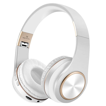 EOENKK T8 Cuffie wireless Bluetooth 5.3 con audio surround stereo, pieghevoli, per sport, a bassa latenza, per gaming, con riduzione del rumore