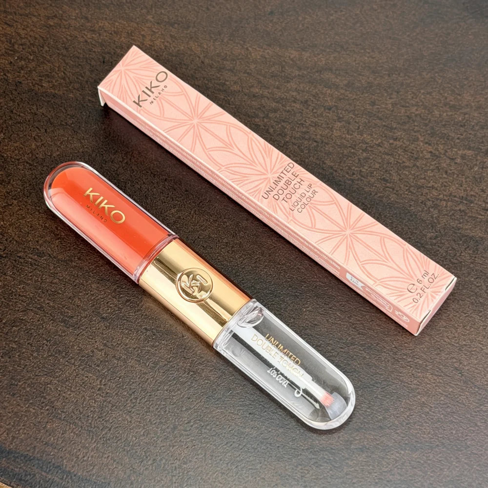 Nuovo rossetto KIKO Unlimited a doppia punta, lucidalabbra effetto specchio, a lunga tenuta, resistente al trasferimento, color latte e pasta di fagioli, trucco labbra nude