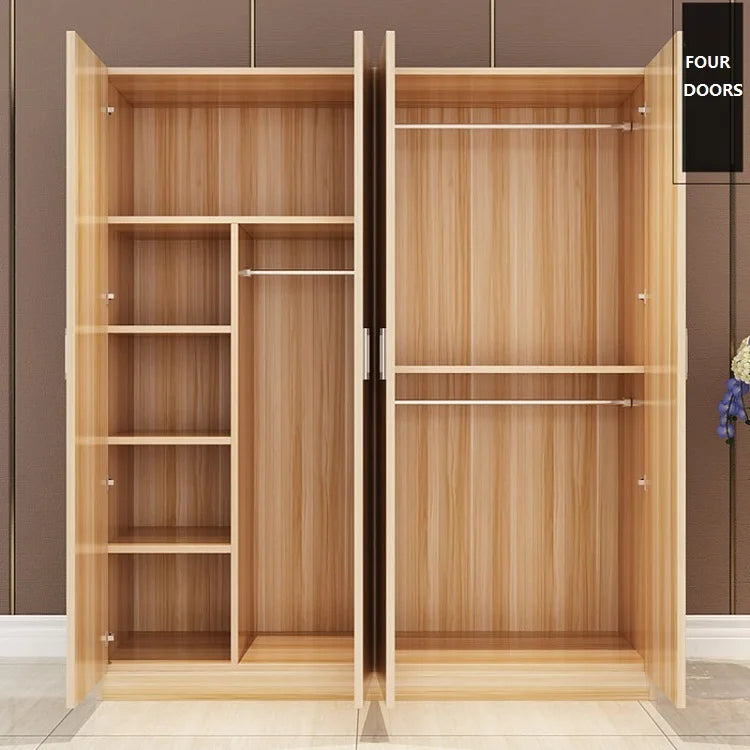 Fornitura diretta in fabbrica Armadio guardaroba per vestiti in legno economico semplice e moderno a due tre quattro porte per mobili da camera da letto