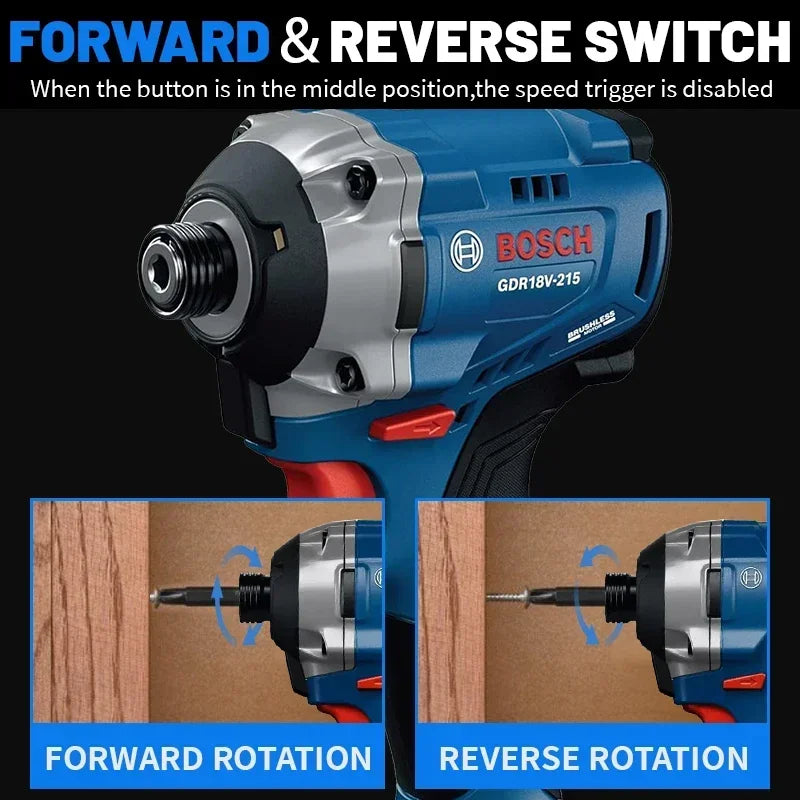 BOSCH GDR 18V-215 Trapano Avvitatore a Impatto Cordless Professionale 215 Nm Brushless con Attacco Esagonale Interno da 1/4" Utensili Elettrici GDR18V-215
