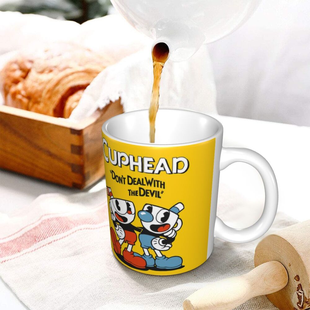 Tazze da caffè personalizzate CupHead e MugMan personaggi dei videogiochi elettronici fai da te tazza da tè al latte in ceramica