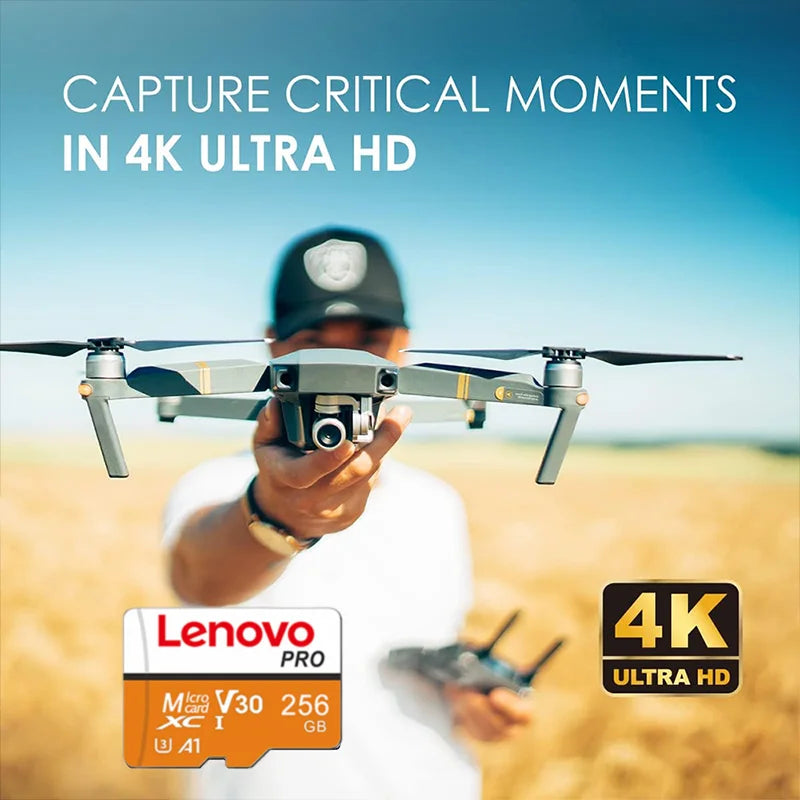 Scheda Micro TF SD Lenovo ad Alta Velocità 512GB 1024G 256GB Classe 10 U3 V30 per DJI Insta360, Registratore di Guida, Memoria Impermeabile