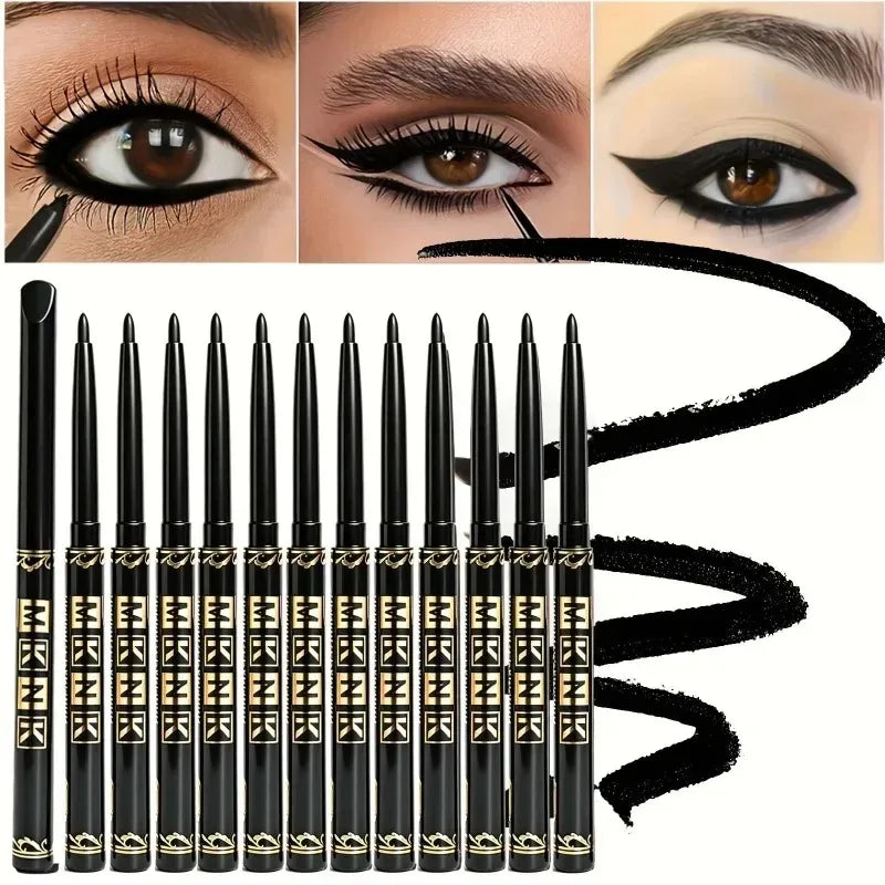 1-12 Pezzi Matita Eyeliner Nera Impermeabile, Anti-sbavatura, Applicazione Facile con Rotazione, Gel Occhi per Trucco Occhi Audace Stile Punk Adatto ai Principianti